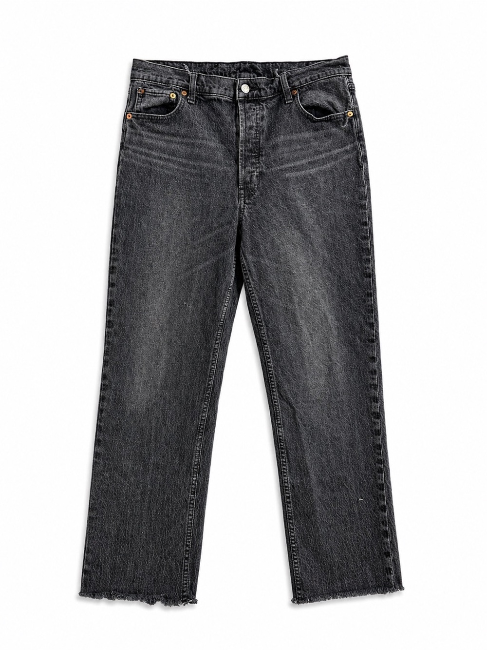 GAP Straight Leg Jeans Women’s 32/14R Washed Black Raw Hem High Rise Denim